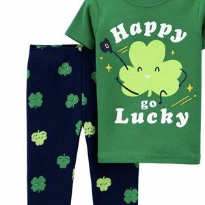 Nwt 14 girl boy St Patricks pajamas carters Irish green clover matching avl